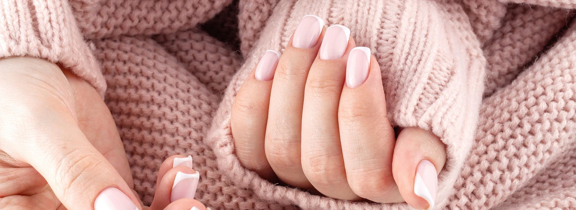 Pink nails with pink jacket background