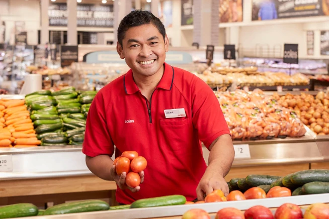 Fruit & veg Coles employee